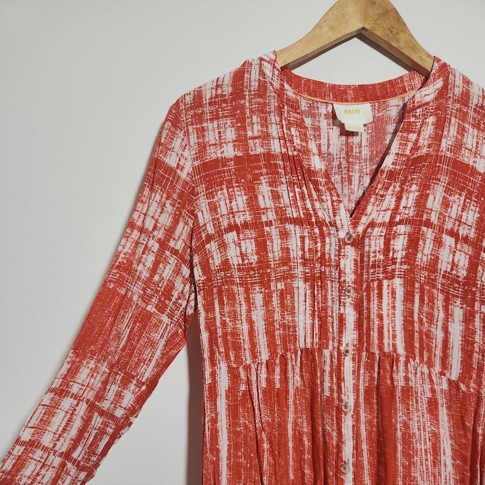 Maeve Graphic Print Tunic Button Up Blouse - Picture 4 of 8